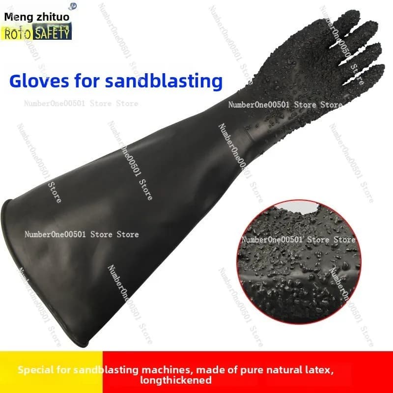 Guanti per sabbiatura da 65 cm, nastro in lattice naturale, sabbiatrice per particelle, speciale antiscivolo, durevole, resistente alle alte pressioni
