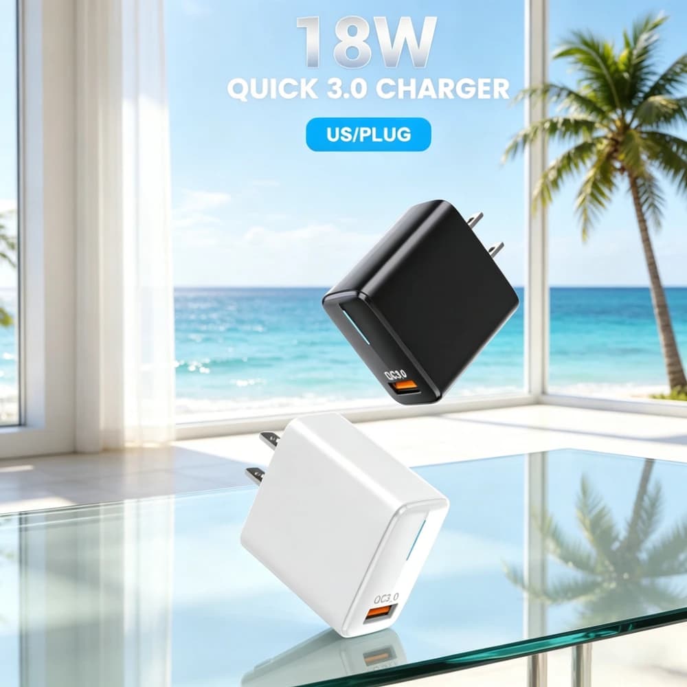 Adattatore di alimentazione per caricabatterie USB da 18 W, caricabatterie a ricarica rapida per telefono cellulare, adattatore da viaggio per Xiaomi, Huawei, iPhone, Samsung, presa EU/US