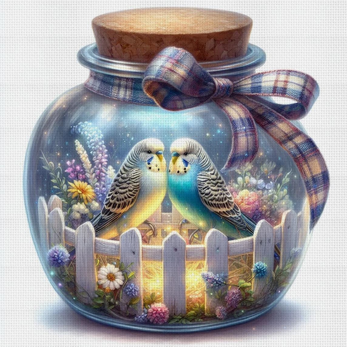 Kit Punto Croce Uccelli nel Barattolo Fai da Te 11CT Ricamo Decorazione Murale Casa Regalo Materiale Fatto a Mano Senza Cornice Semilavorato 36×36cm