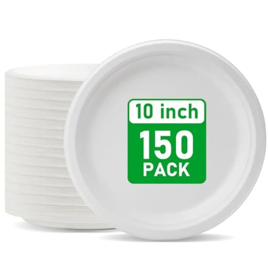 New product tasting price Compostable Paper Plates 0 Inch [50 Pack], Disposable Biodegradable Heavy Duty Paper Plates, Made of