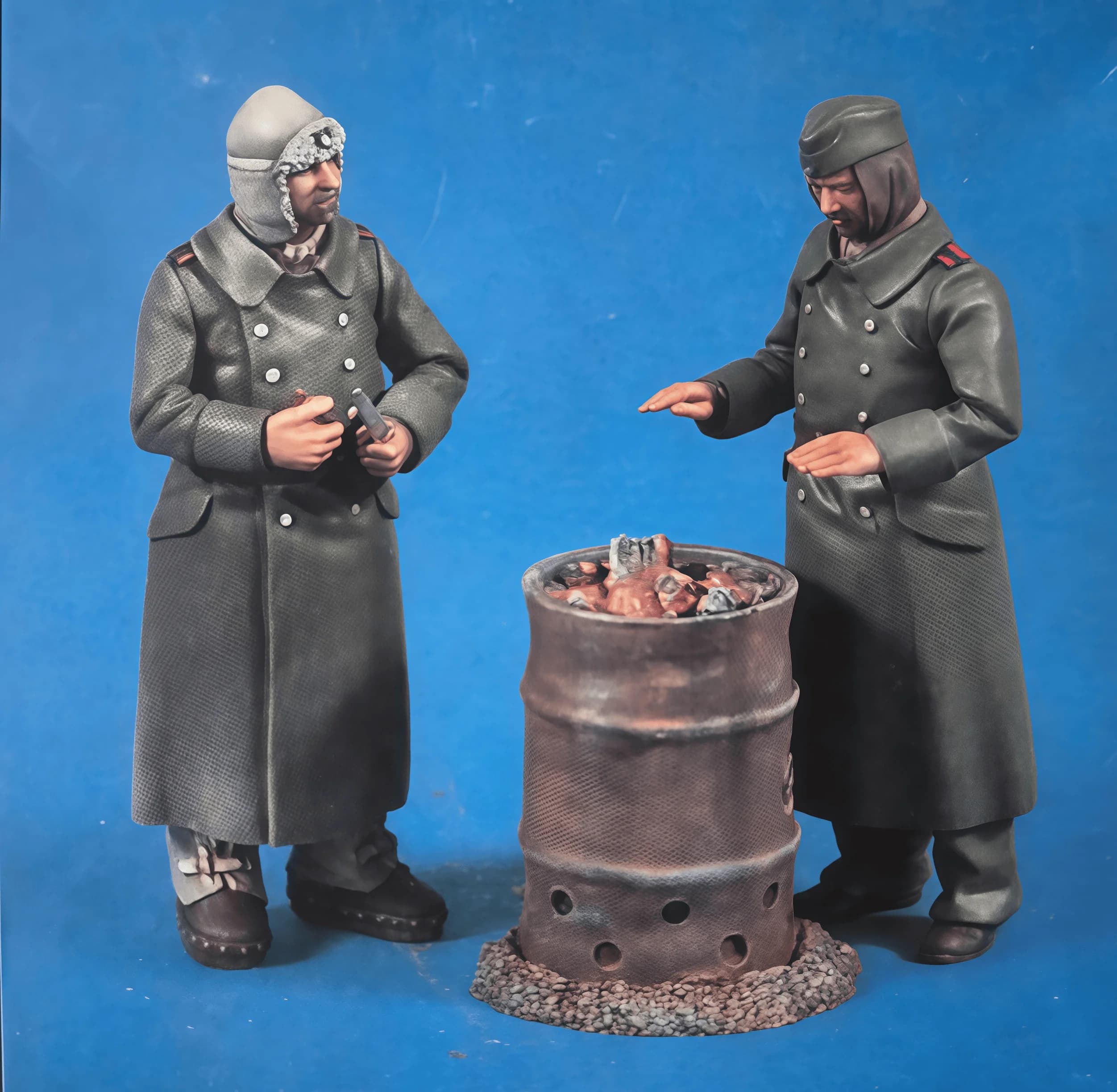 Kit di montaggio modello in resina colata 1/35, GK, modello per 2 persone soldato invernale, non verniciato