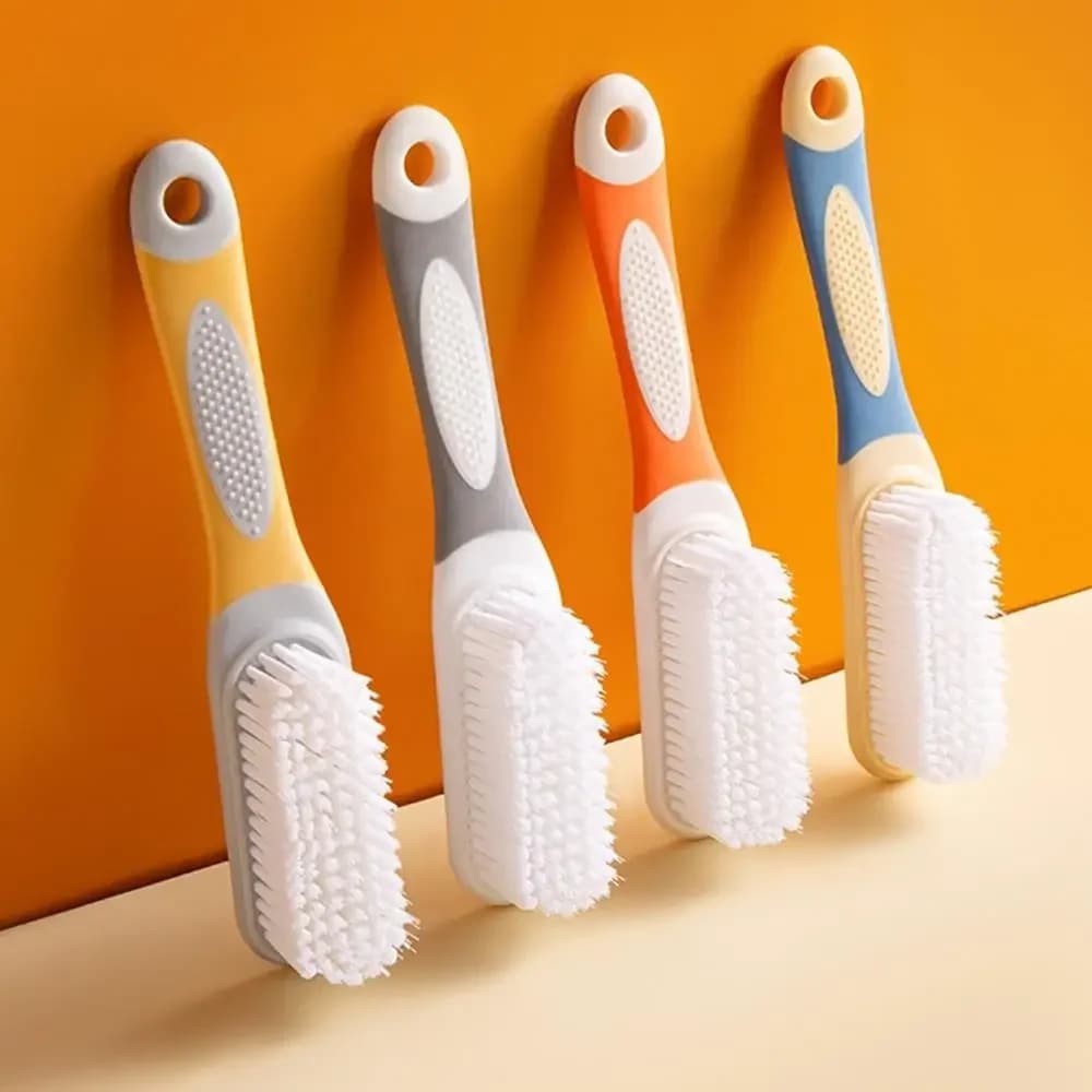 Spazzola per la pulizia del colore a contrasto con manico lungo Lavaggio delle scarpe morbido e denso Strumenti multifunzionali per la pulizia della casa antiscivolo