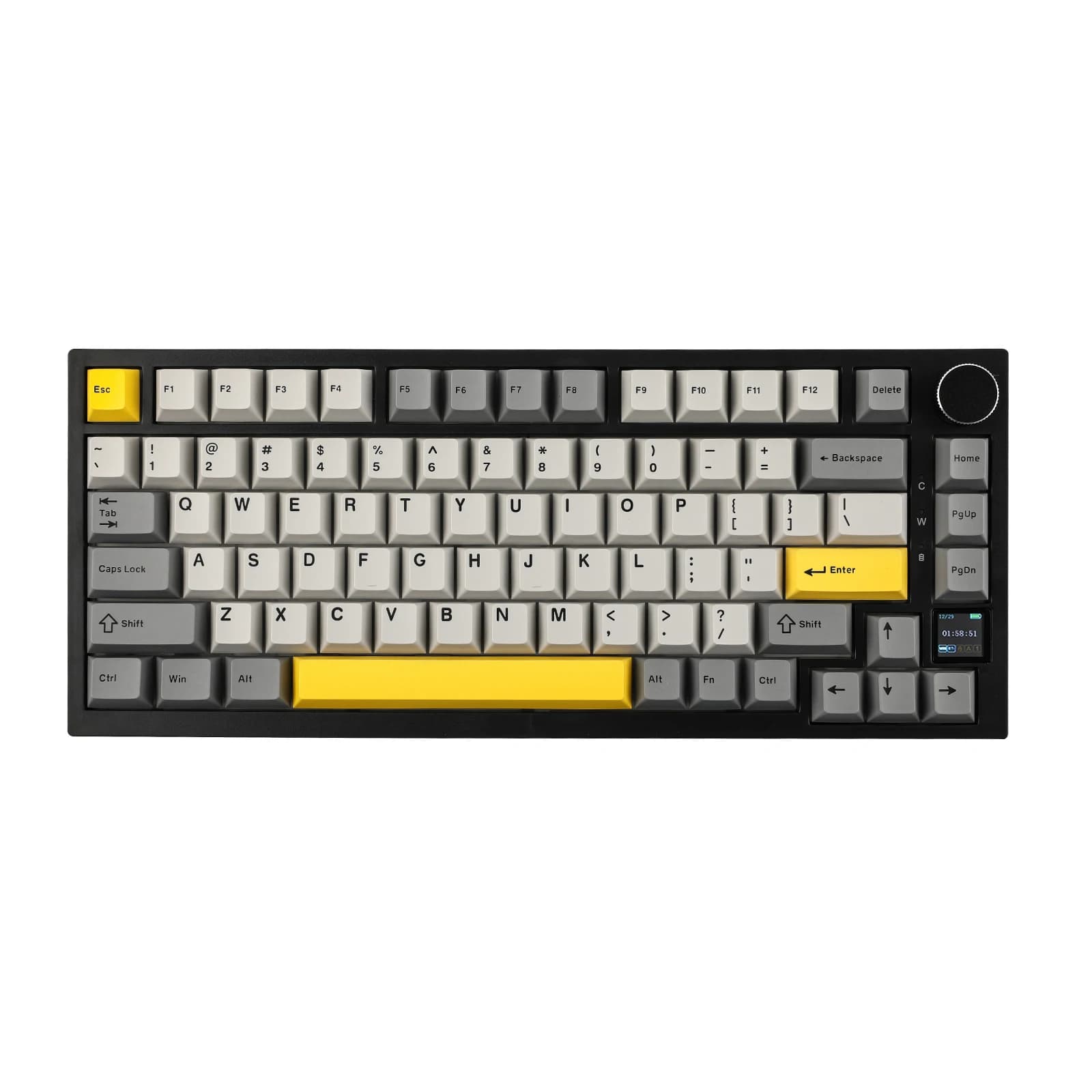 Ajazz AK820 Pro 75% Tastiera meccanica wireless/cablata Bluetooth 5.1/2.4G montata su guarnizione con schermo TFT per Mac/Win