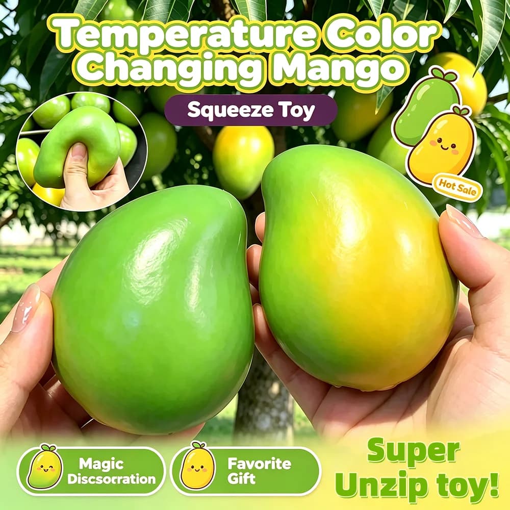 2026 New Mango Crunch Squishy Fidget Toy Temp Change Mango Handmade Ball Soft ASMR Sensory Squeeze Decompression for Adults Gift
