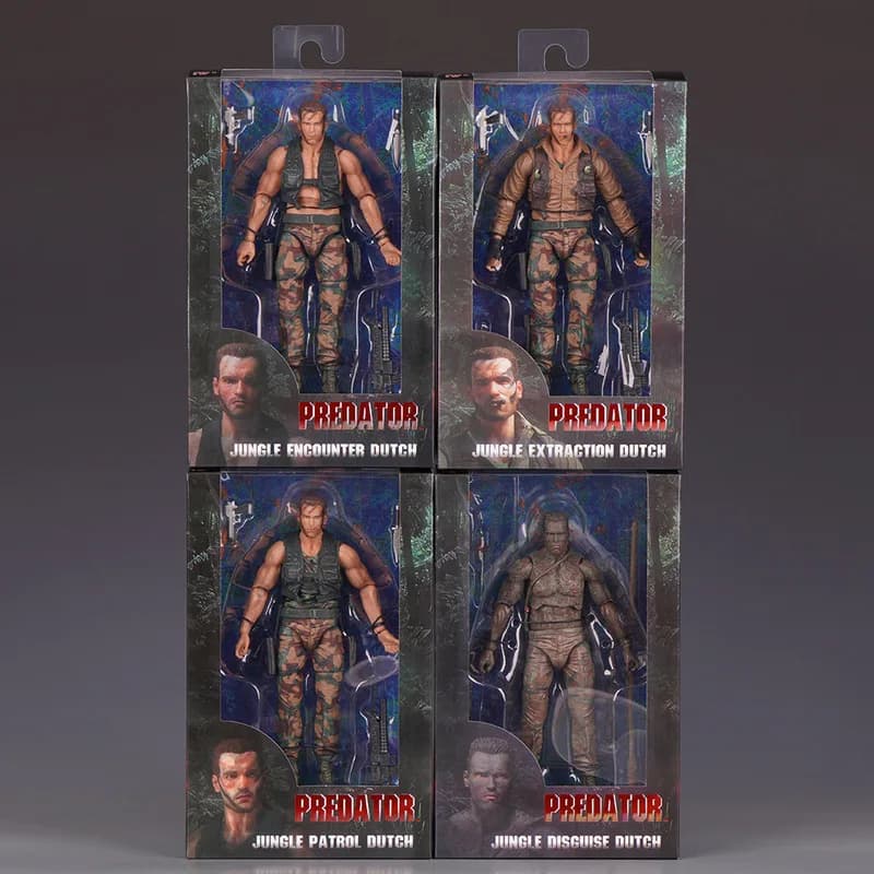 Nuova Action Figure NECA Predator 30° Anniversario Jungle Patrol Dutch, Modello Articolato da 7 Pollici con Parti Intercambiabili, Giocattolo da Collezione