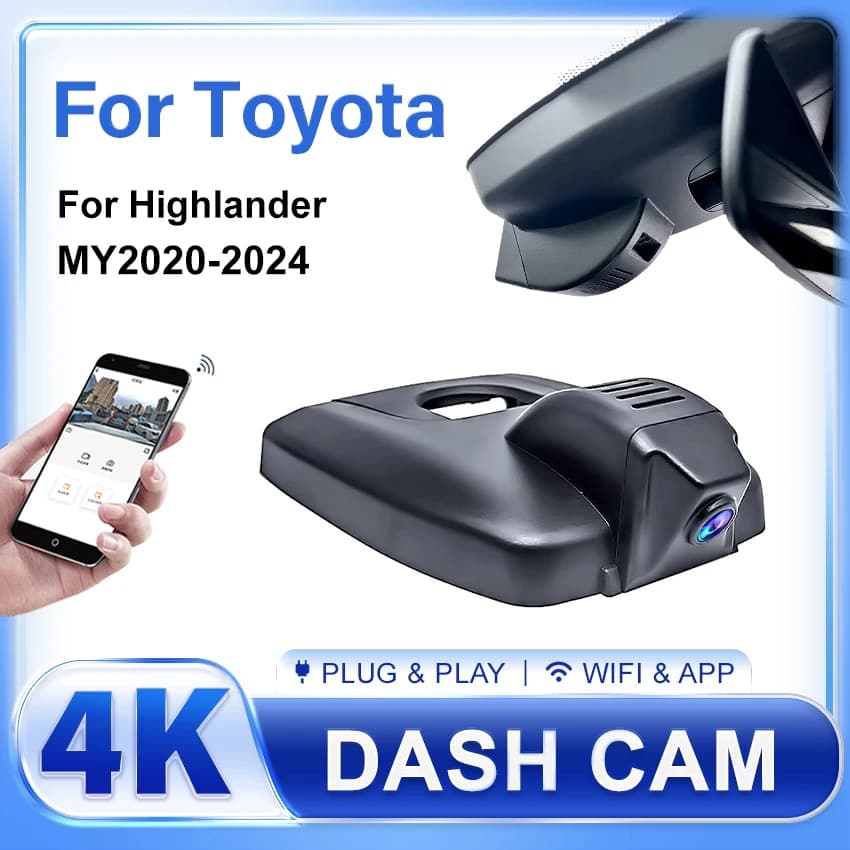 Per Toyota Highlander 2020 2021 2022 2023 2024 Plug and Play 4K Dash Cam Videocamera Registratore Dashcam WIFI Auto Dvr Dispositivi di Registrazione