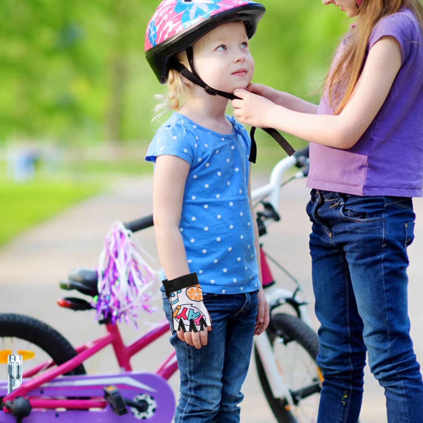 1 paio di guanti da bici per bambini, guanti sportivi a mezze dita per bambini con protezione solare, assorbimento degli urti, tessuto traspirante