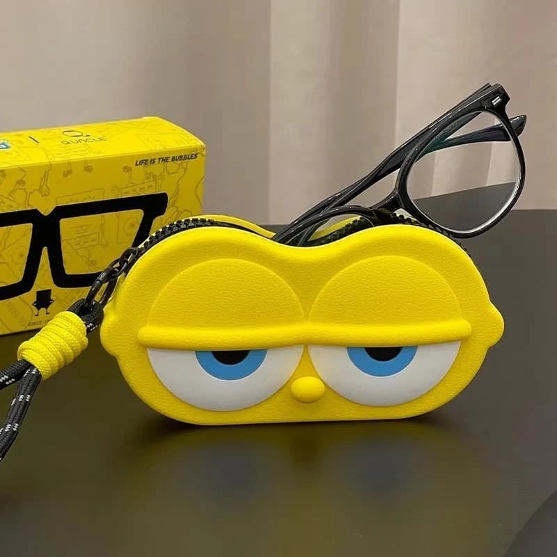 Custodia per Occhiali SpongeBob SquarePants, Scatola Protettiva Portatile per Occhiali da Sole, Organizer per Bambini, Charm per Borsa