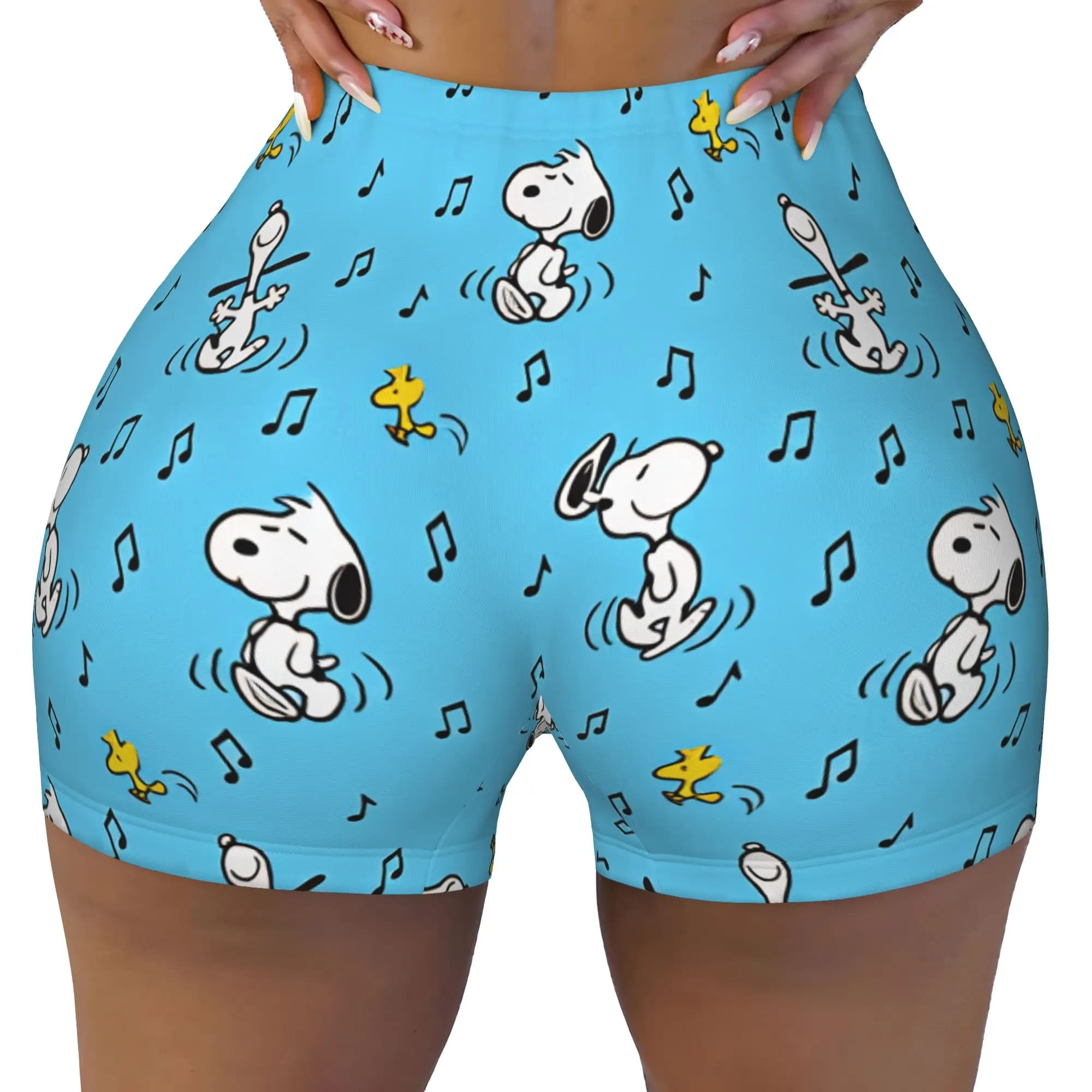 Snoopy Woodstock Cartoon Beagle Gym Volleyball Biker Shorts Women Workout Yoga Shorts