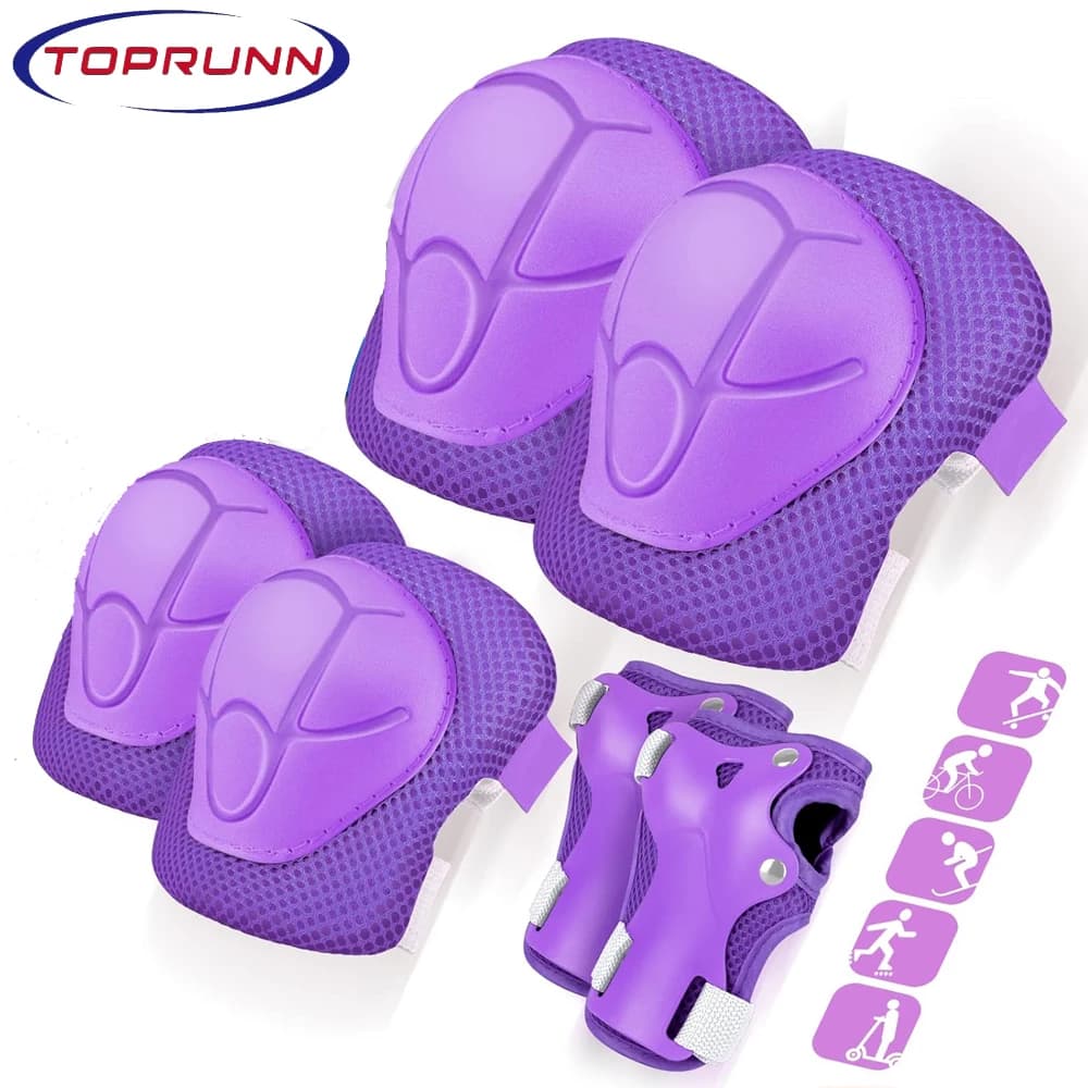 6-piece children's knee pads and elbows set, young children's knee pads 3-15 years old with adjustable roller skate strap Skateboard