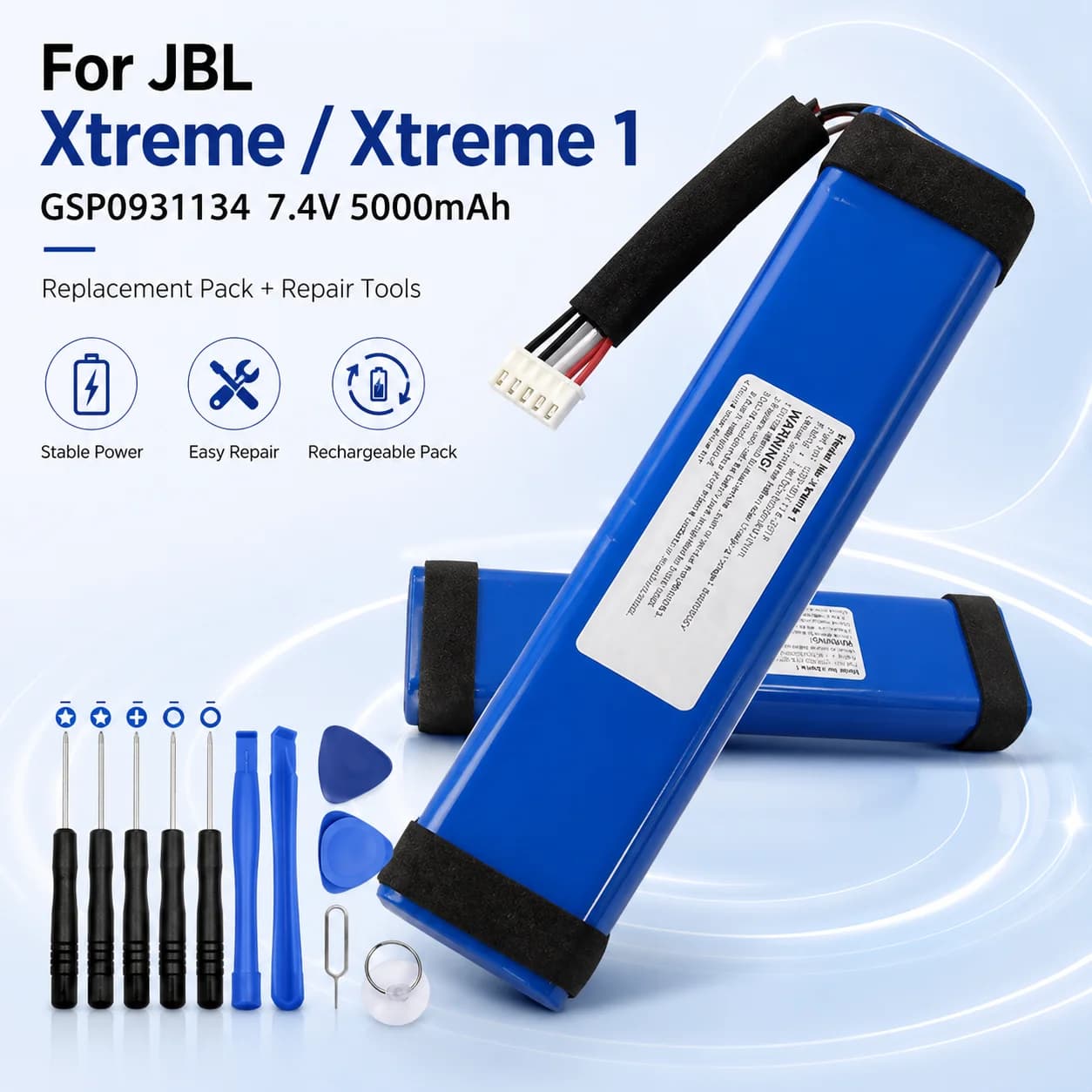 Batteria Ricaricabile agli Ioni di Litio GSP0931134 7.4V 5000mAh per Altoparlante Bluetooth JBL Xtreme Xtreme 1, Pacchetto di Ricambio