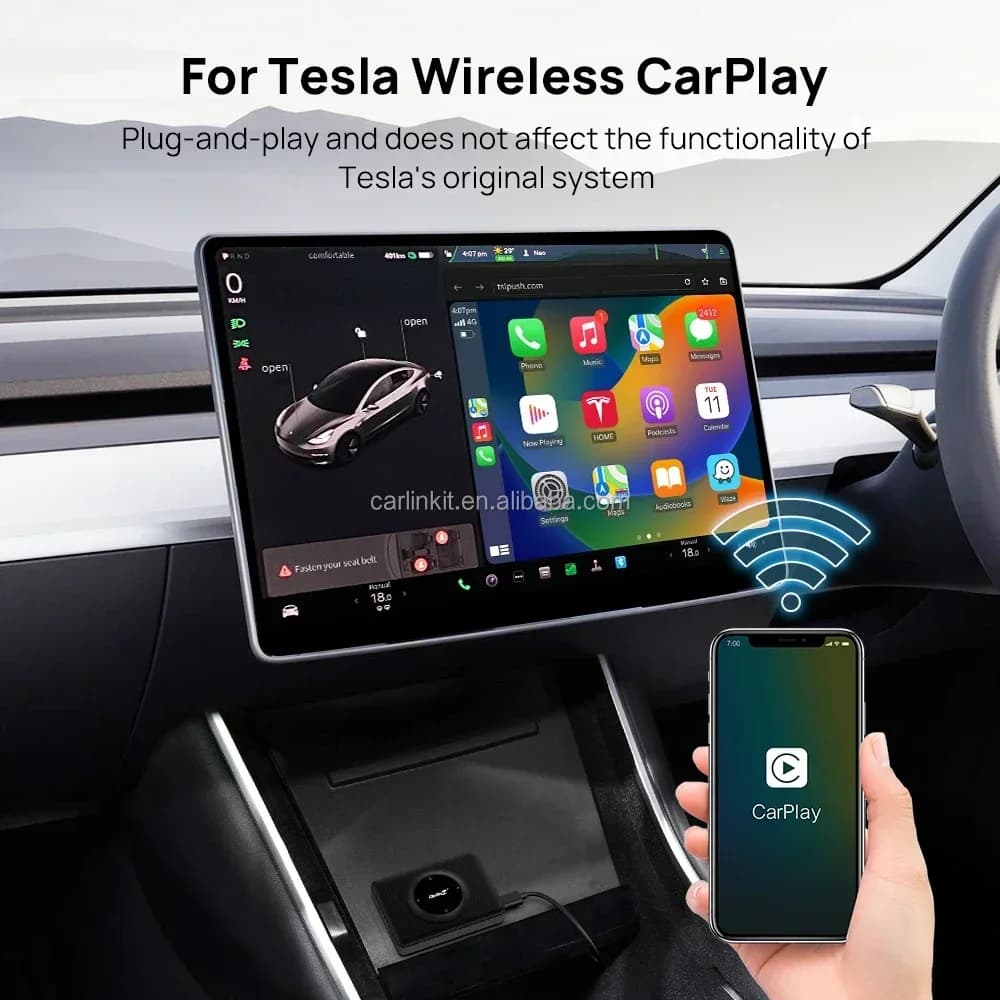 2025Carlinkit Wireless CarPlay Dongle Tesla Accessori Smart Box per auto per Tesla Model 3 XY S