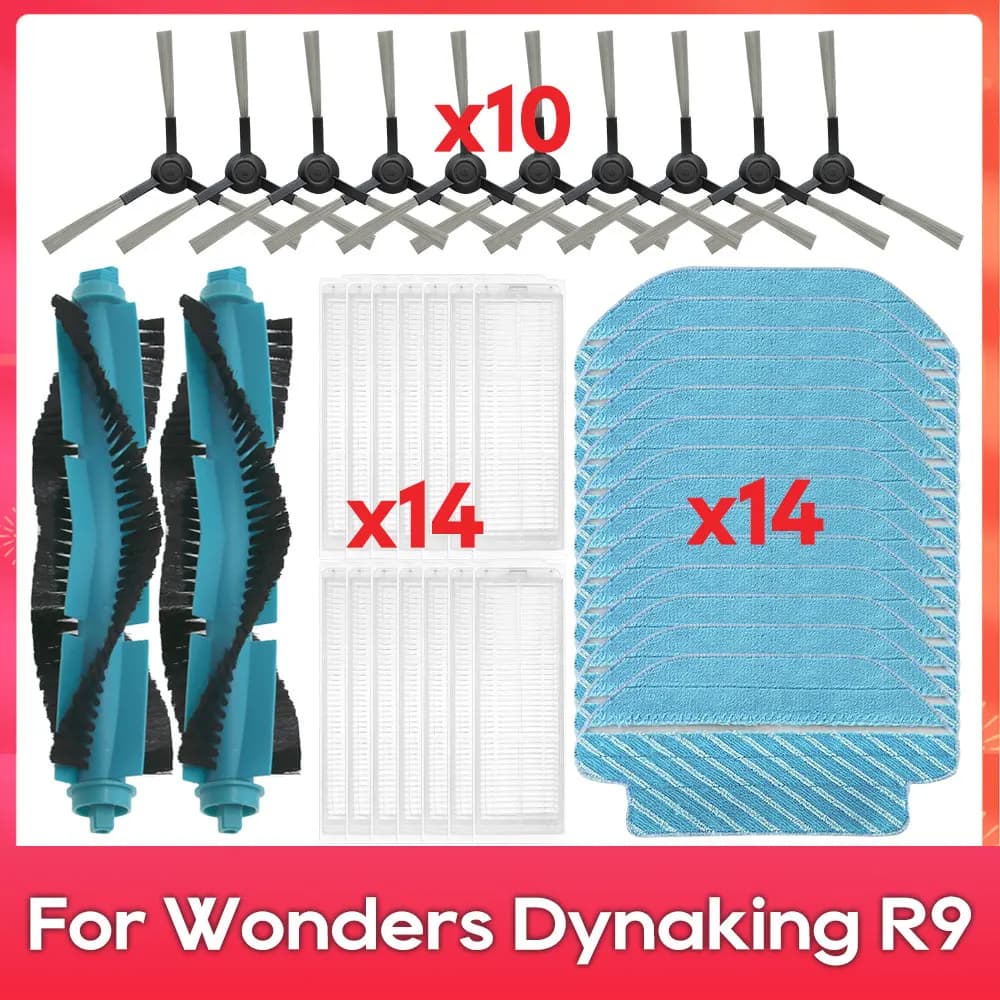Compatibile con (Wonders Dynaking R9) Filtro HEPA, spazzola principale e laterale, panno per mocio, accessori e parti di ricambio per robot aspirapolvere