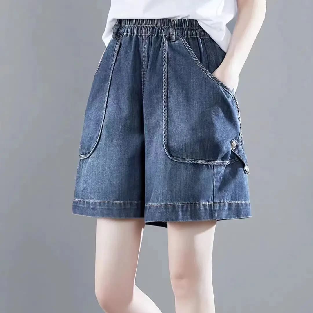 Casual Wide Leg Jeans Shorts Women's plus Size Summer New Style Thin Five Parts Pants High Waist Straight Tube Commute Style