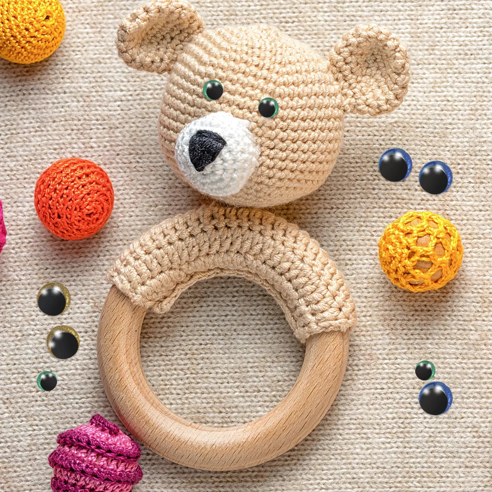 60Pcs Safety Eyes Plastic Glitter Colored Craft Eyes for Crochet Amigurumi Stuffed Animals with Washers Plastic Eyes,