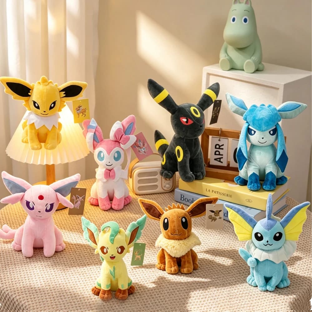 Eevee Family Plush Toy Sylveon Umbreon Espeon Leafeon Jolteon Cartoon Anime Soft Stuffed Doll Christmas Halloween Gifts