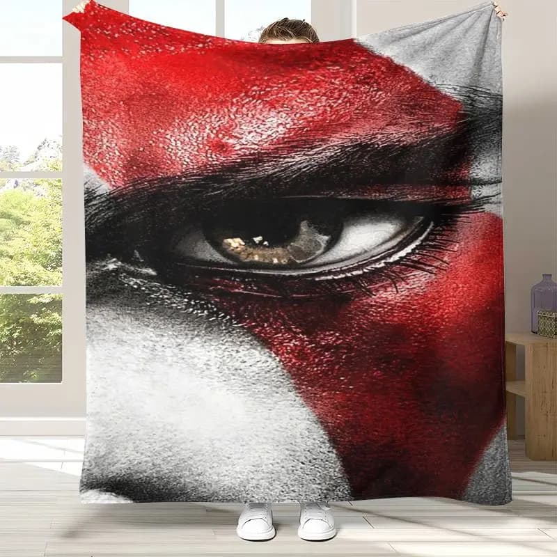 Classic God of War Games Kratos Flannel Blanket,Ultra Soft Plush Throw for Home Bedroom Bed Sofa Cover Office Camping Picnic