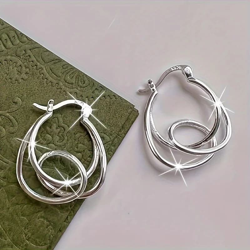 Orecchini a Cerchio Minimalisti con Linea Intrecciata, Clip per Orecchie Geometriche Uniche, Gioielli Trendy Versatili, Regalo per Signore