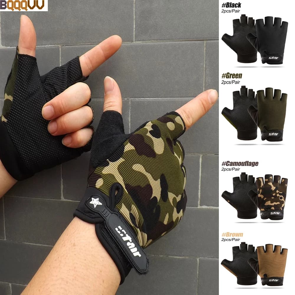 1 pair of mimetic half finger gloves for men and women, breathable sport gloves for cycling, bike, gym, fitness