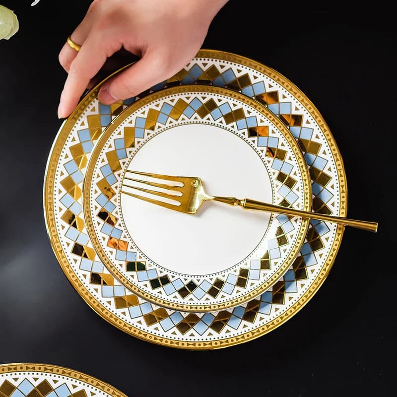 Piatto di cibo occidentale in stile europeo, torta in ceramica Phnom Penh, piatto Dim Sum, piatto per banchetti, piatto di frutta secca, piatto di verdure