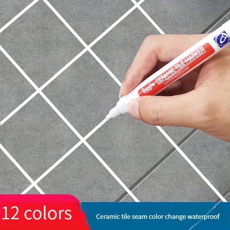 12 Color Waterproof White Grout Tile Lines Marker Pens Gaps Repair Bathroom Porcelain Filling Grout Paint and Sealer Pen