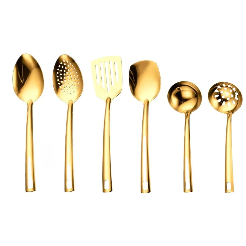 6 pieces spoon stainless steel kitchen spoon with slit spatula spoon for washable paste in dishwasher rust-resistant kitchen tool