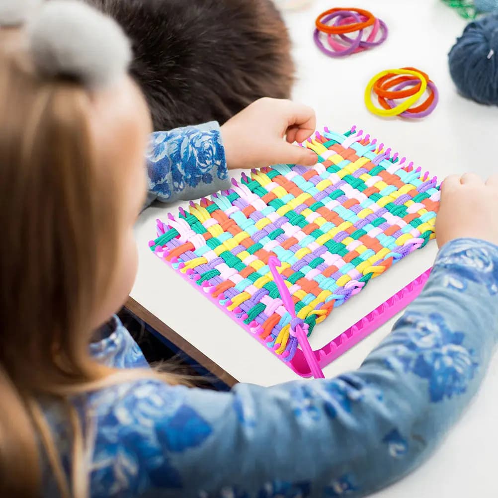 96Pcs Weaving Loom Loops Refill Pack Elastic Braided Cord for DIY Potholder Coaster Ring Weaving Crafts Kids Adults Creative