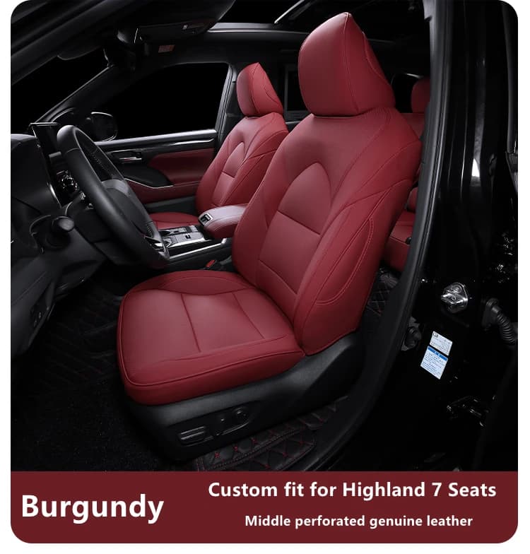 Custom Car Seat Covers 3 rows 6-8 seats Complete set of car accessories Highlander specific leather for Toyota Highlander 7 seats