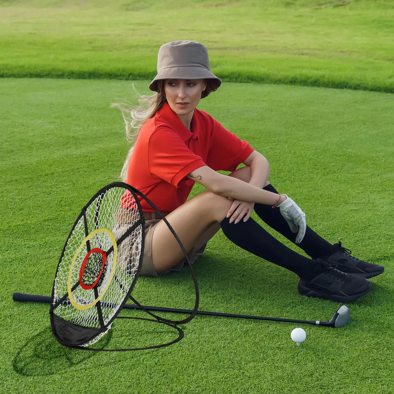 Rete da Golf Pieghevole Resistente per Allenamento Indoor e Outdoor, per Cortile e Campo da Tennis, con Sistema di Cattura Palline