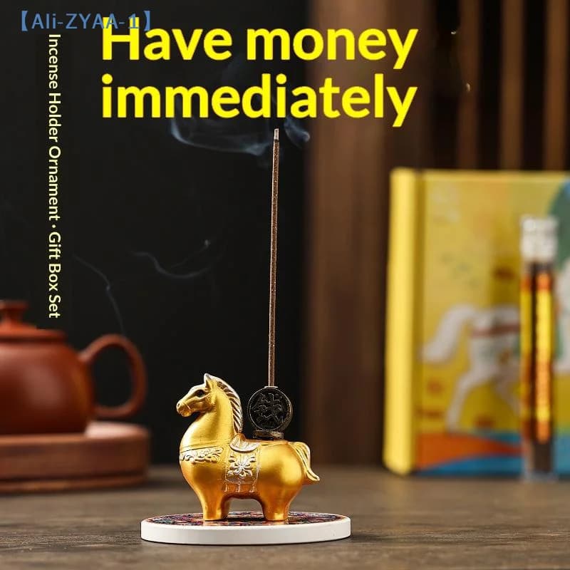 【ZYAA-1】Bruciatore d'incenso ornamentale creativo in resina/ceramica a forma di pony dello zodiaco del Capodanno Cinese, porta bastoncini d'incenso