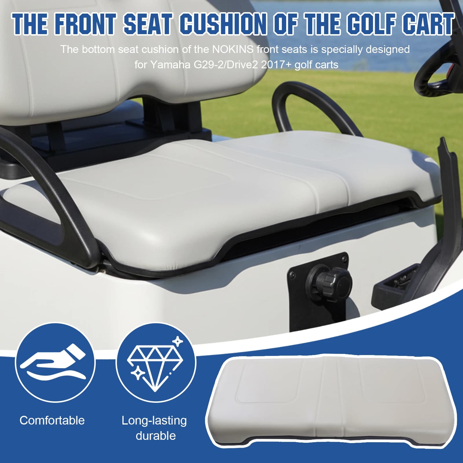 Cuscino di Ricambio Anteriore per Golf Cart, Sedile Senza Graffette, Assemblaggio Cuscino di Ricambio per Yamaha G29-2/Drive2 2017+