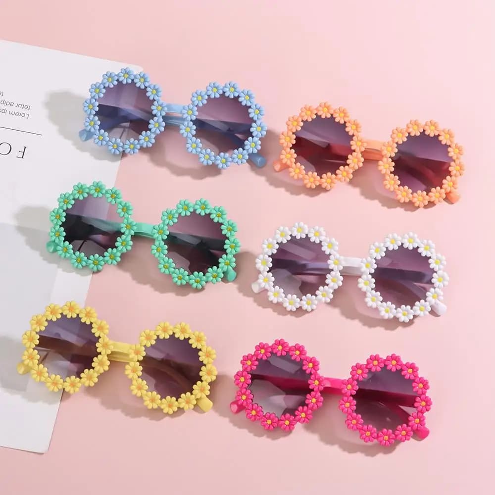 Novel Party Disco Festival Shades Flower Sun Glasses Round Frame Daisy Sunglasses