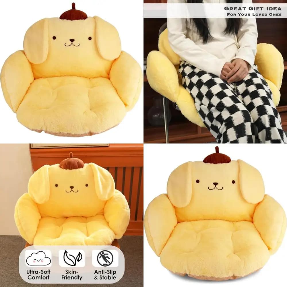 Cuscino Kawaii Giallo Carino per Arredamento Camera, Sedie da Ufficio, Sedili Auto e Sale Giochi