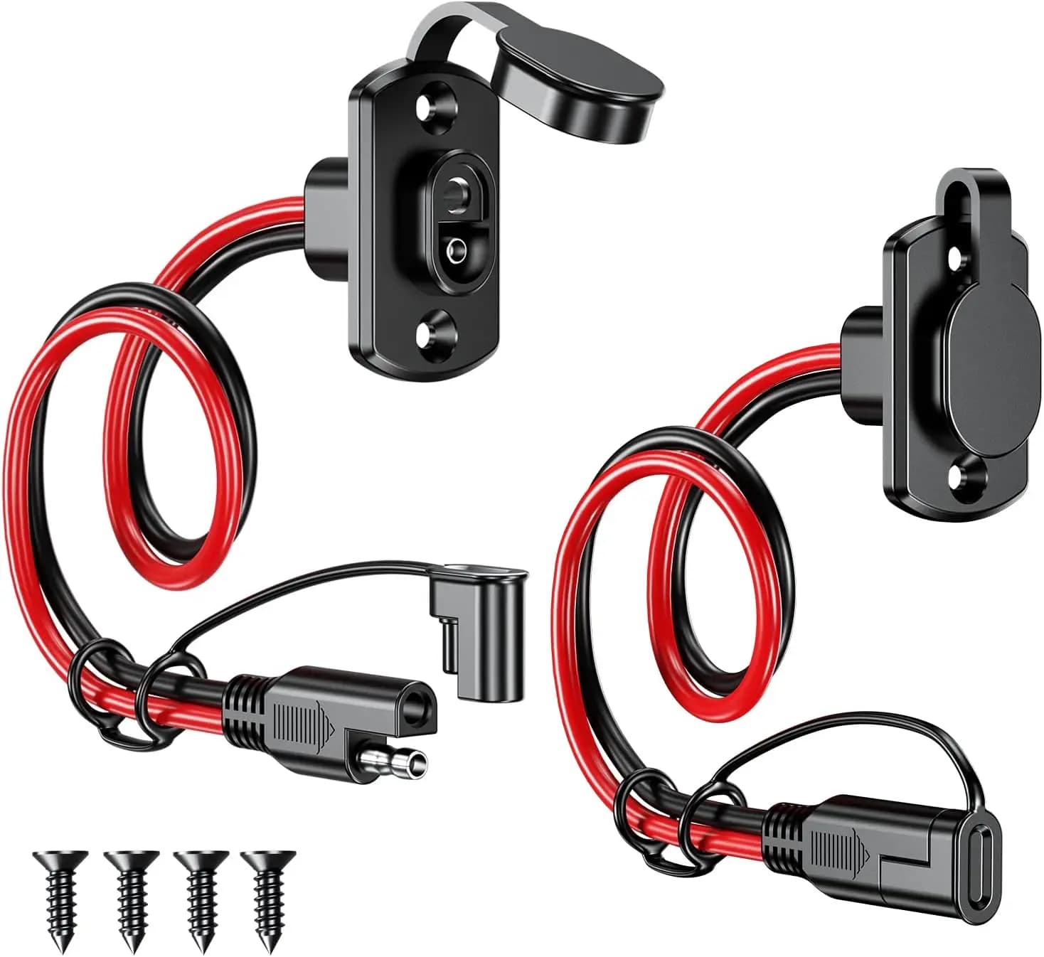 Cavi con Connettori Rapidi SAE (Confezione da 2), Prolunga Impermeabile da 30 cm 12AWG per Pannelli Solari, Generatori e Caricabatterie