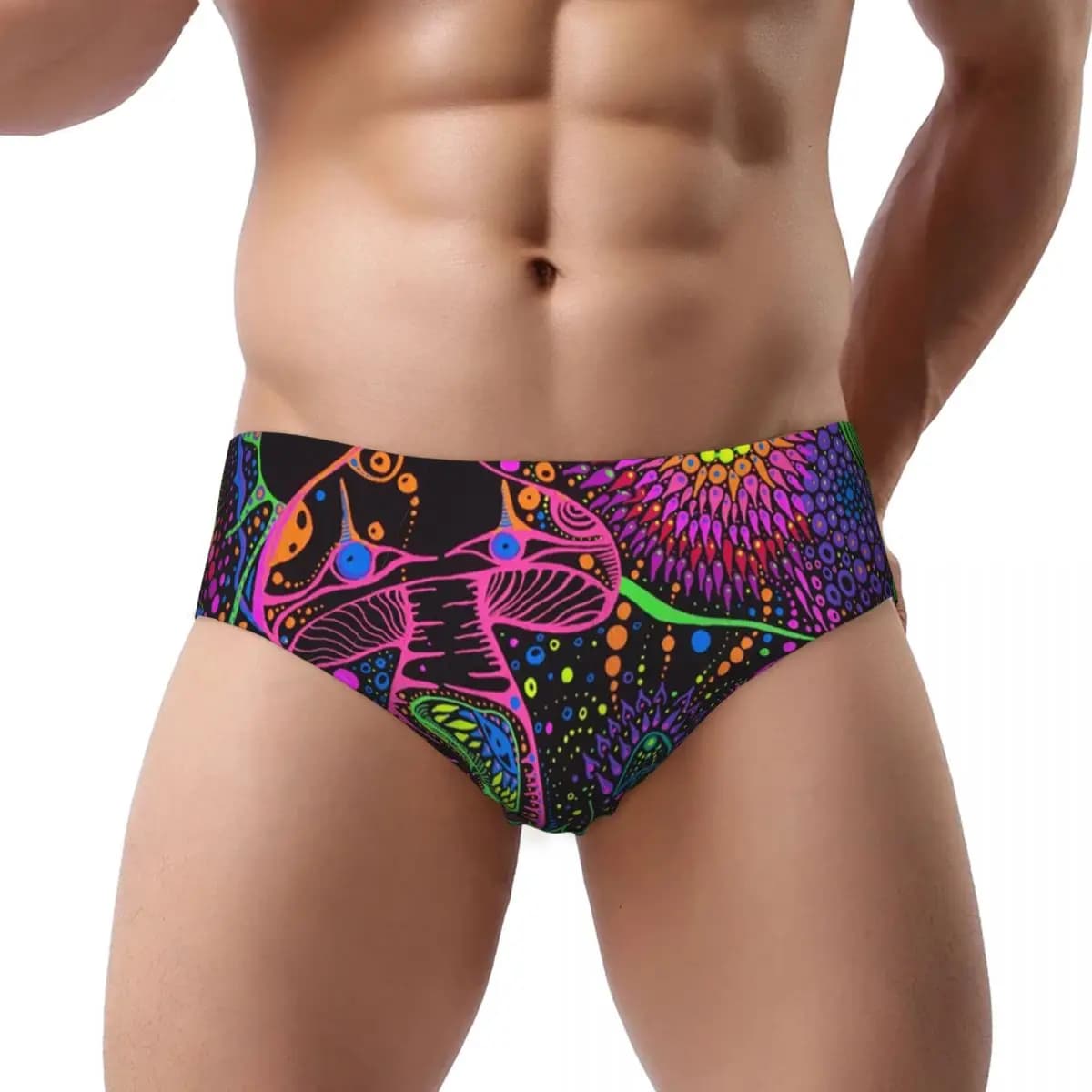 Custom Men's Psychedelic Magic Rainbow Mushrooms Panties Underwear Male Comfort Mysterious Boho Briefs Underpants