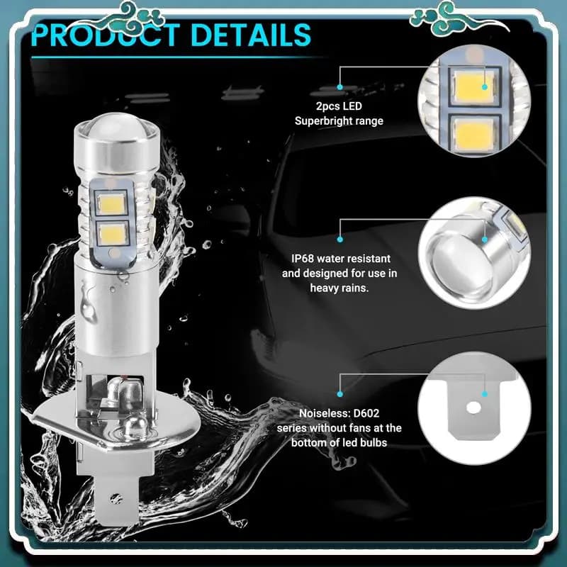 ABTU-4PCS H1 LED Headlight Fog Driving Light Bulbs 6000K Super White 200W