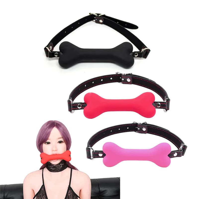 20 millimetri Carino Solido Finimenti di Cuoio Bocca Silicone Osso di Cane Palla Gag BDSM Spina Coppie Che Flirtano Prodotti Del Sesso giocattoli Per Adulti giochi