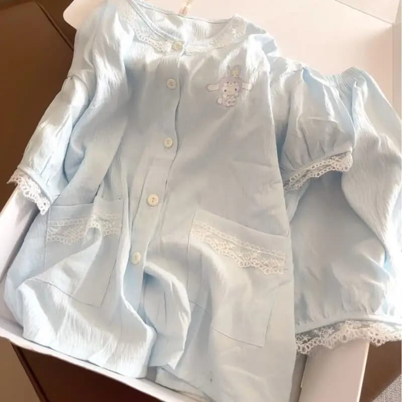 Set Pigiama con Volant per Donna, Estate 2026, Morbido, Semplice, Manica Corta, 2 Pezzi, Abbigliamento da Notte Coreano