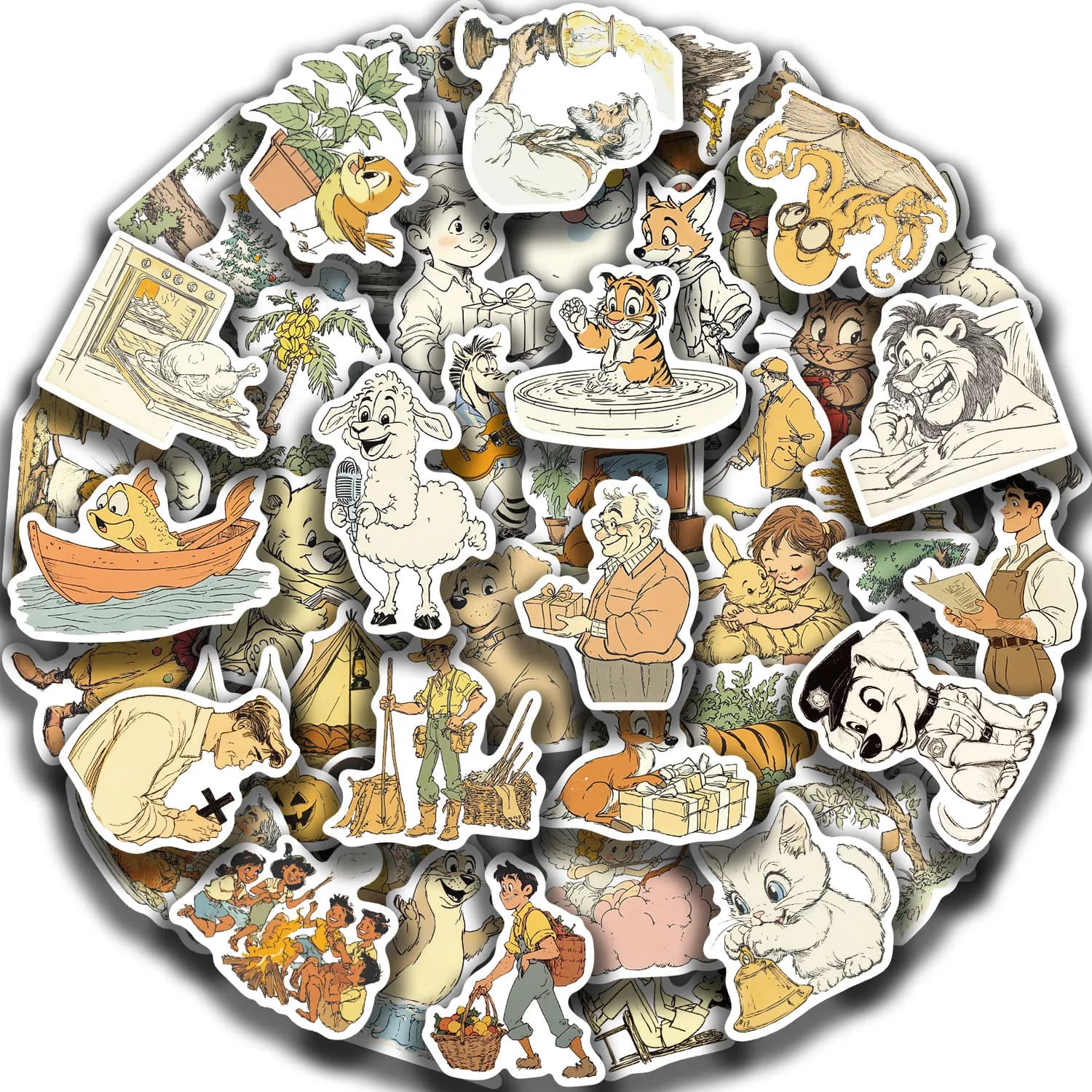 50pcs Fluffy Holiday and Funny Animals Stickers For Water Bottles Laptop Skateboard Computer Vinyl Waterproof Stickers