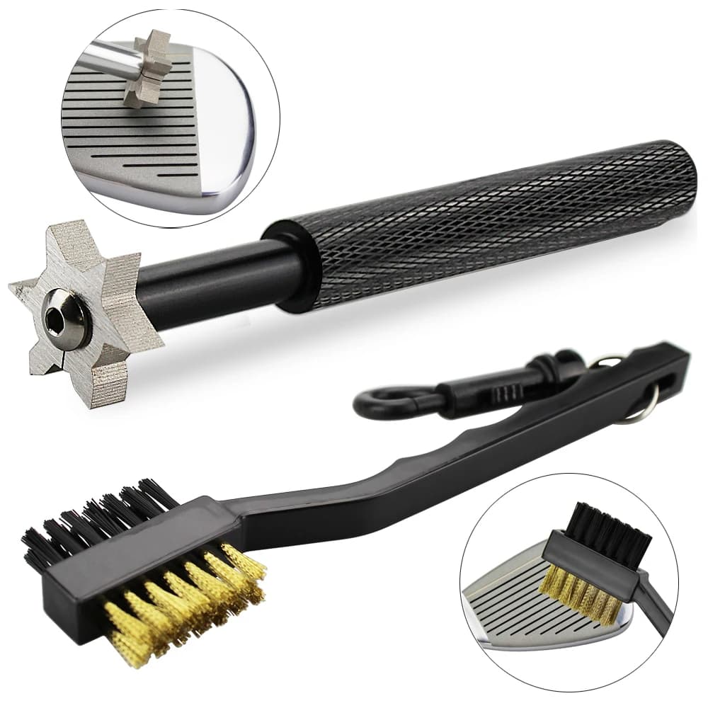 2 pz/set Spazzola per mazze da golf Golf Club Affilatrice Strumento per scanalatura Putter da golf Cuneo Ball Groove Cleaner Kit Strumento di pulizia Accessori