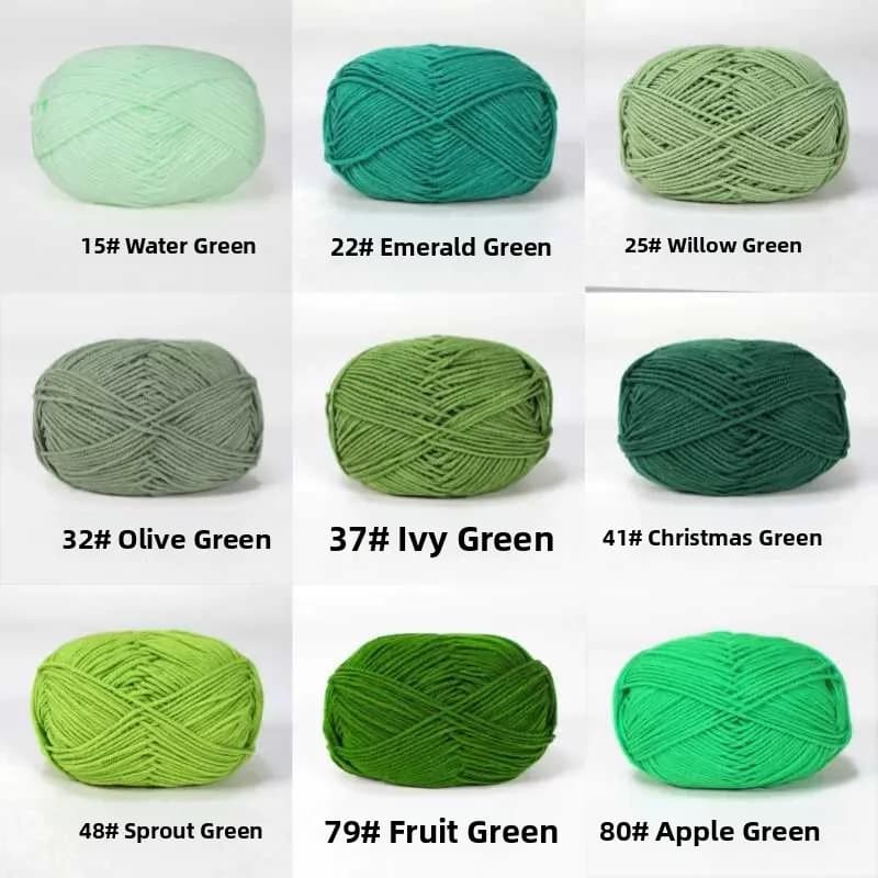 Handmade Milk Cotton Yarn Green Ball for Doll Materials Crochet Slippers Bags Winter Craft DIY Scarf Cotton Thread