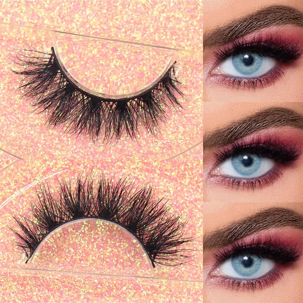 Ciglia Finte 3D in Visone Effetto Naturale, Morbide e Voluminose, 12mm-15mm, per Trucco e Extension Ciglia
