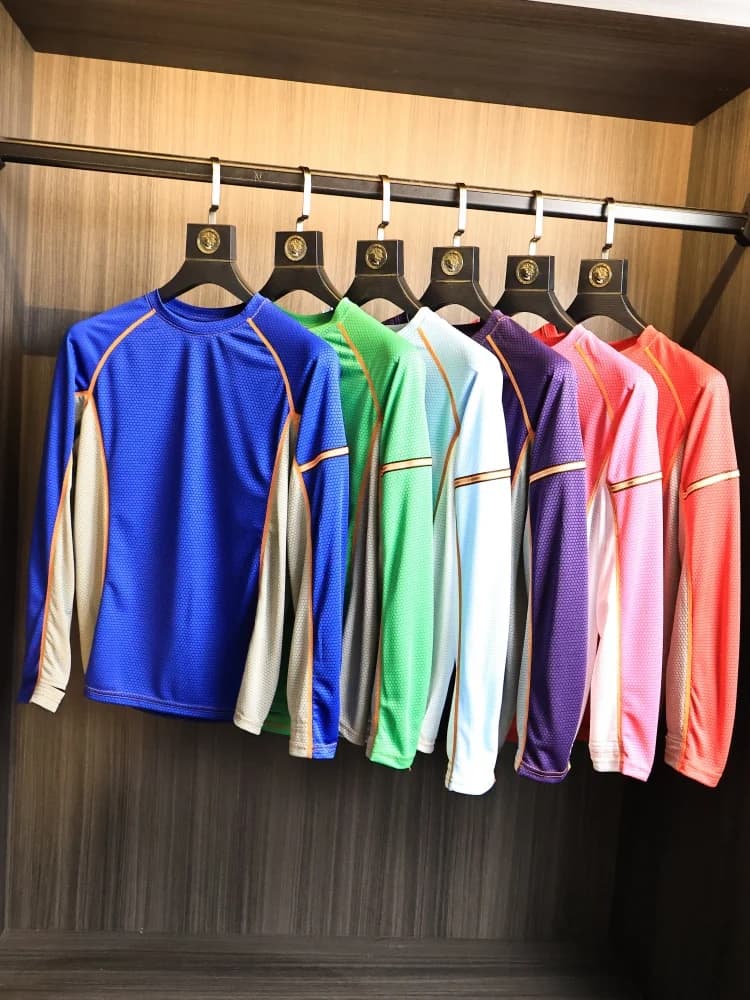 Men's Outdoor Sports T-shirt Long Sleeve round Neck UV Protection Quick Dry Moisture Wicking Spring Summer Color Block Design