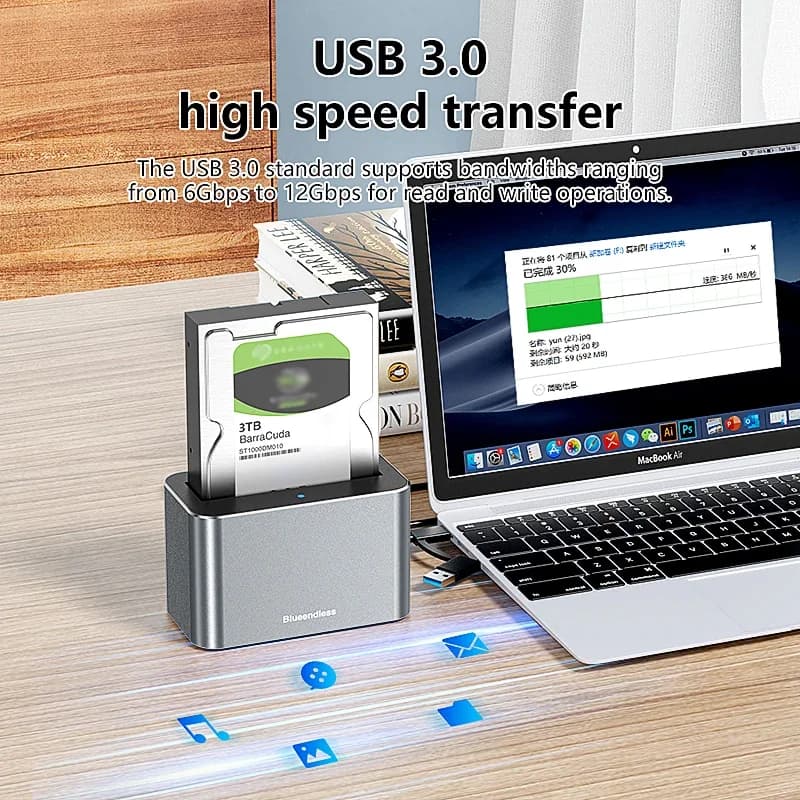 Box esterno per hard disk SAS/SATA da 2,5/3,5 pollici, docking station USB 3.0 per HDD SATA, custodia per HDD SATA