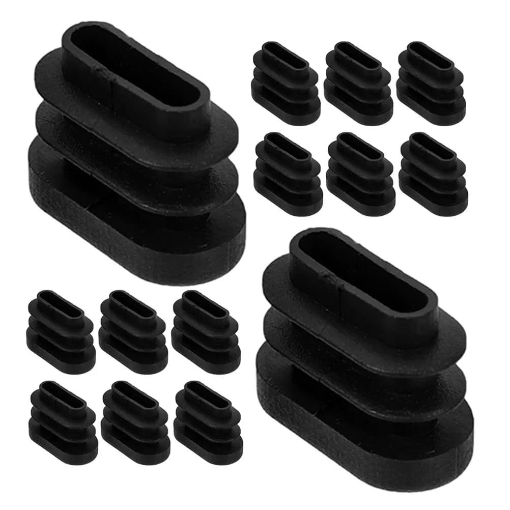 30Pcs Oval Plastic Table Chair Leg Caps Black Furniture Foot Protectors for Patio Folding Chairs Indoor Outdoor Floor Scratch
