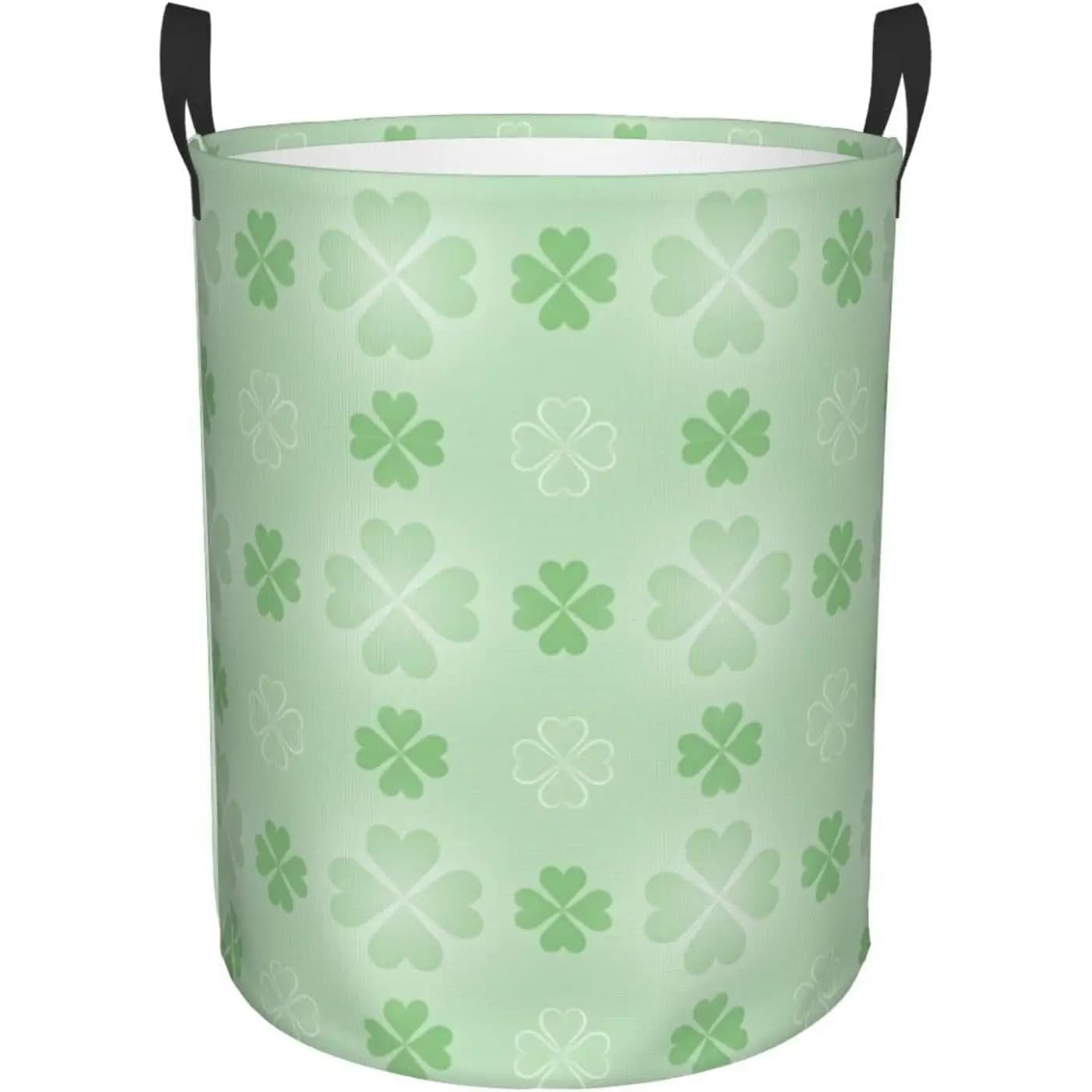Bucato basket for St. Patrick's Day, Folding Basket with Handles, Spoon Dresser, Easy Bag for Carrying, Round