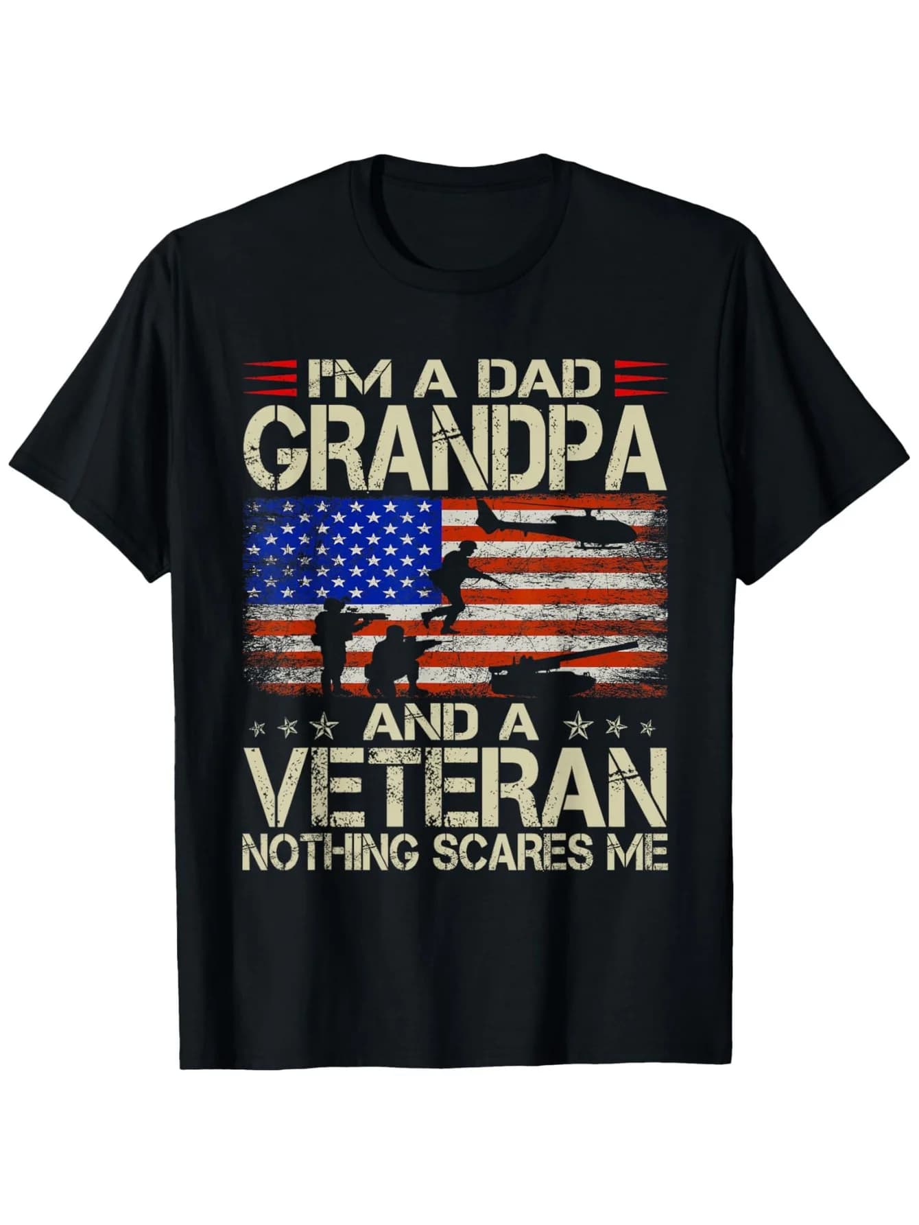 T-shirt patriottica "I'm A Dad Grandpa Veteran" - 100% cotone, regalo militare S-3XL