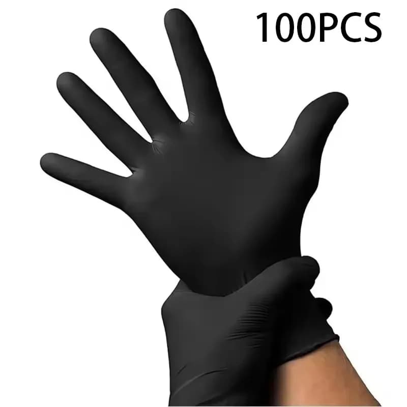 100PCS S/M/L Guanti in nitrile nero Guanti monouso addensati per la pulizia del parrucchiere Guanti impermeabili per tatuaggi per piatti