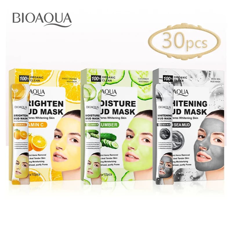 30 pz BIOAQUA Vitamina C Maschere di Fango Argilla Maschera Per Il Viso Cura Della Pelle Cetriolo Idratante Anti-età Sbiancamento Maschere Per Il Viso Cura Della Pelle