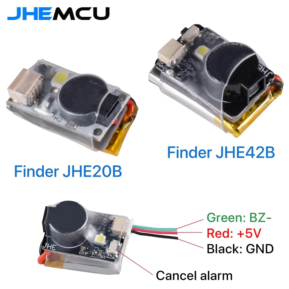 JHEMCU JHE42B/JHE20B Finder Mini 5V Super Forte Anti-Lost Buzzer Tracker 110dB with LED Buzzer Beeper Alarm for RC FPV Drone